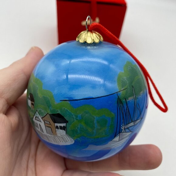Li Bien Seaside Nautical Glass Christmas ornament Seaside town Maine Boston - Picture 10 of 12